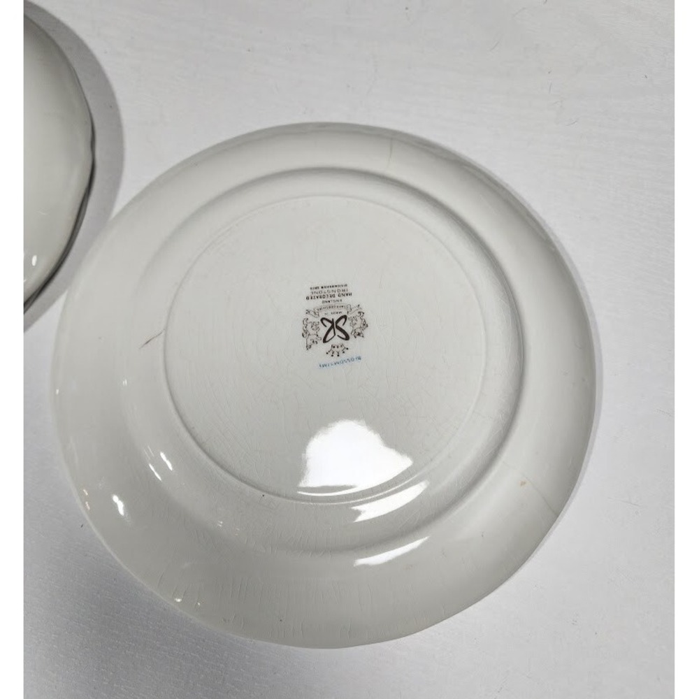 3 Vintage Staffordshire Ironstone Blossomtime Blue Salad Plates Made In England - Picture 8 of 8